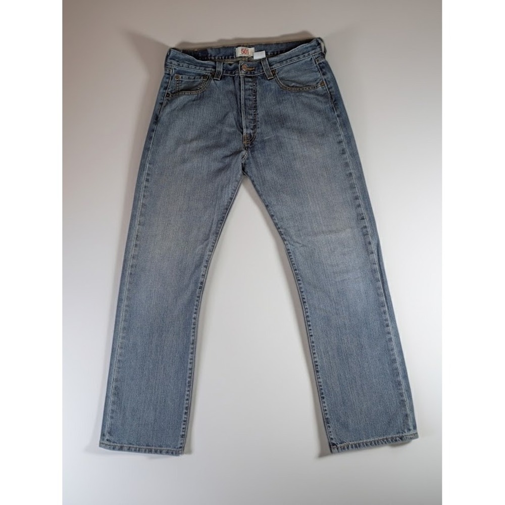 Levi's 501 Original Straight Leg Medium Wash Blue Denim Jeans Men's 34x32